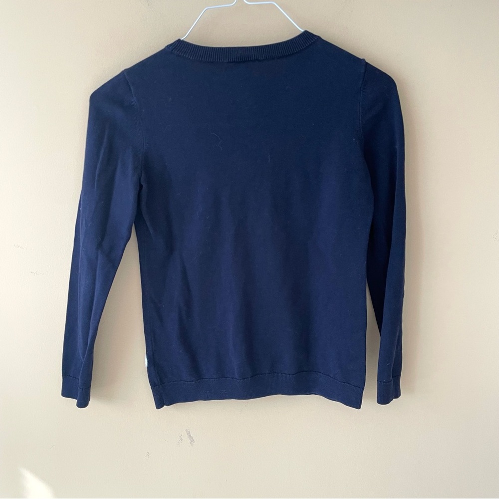 🔻LAST CHANCE🔻 TALBOTS Women's Navy Blue Fuzzy Polar Bear Cotton Blend Sweater - Picture 4 of 7
